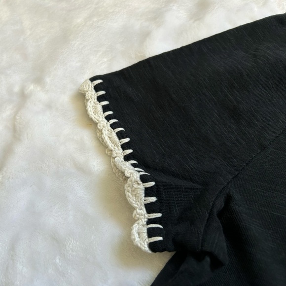 Talbots Black Embroidered Cotton Top - Picture 3 of 7